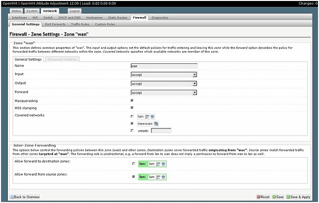 Настраиваем зоны Firewall