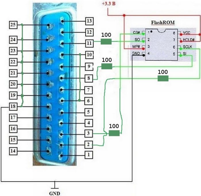 схема соединения MX25L6445E-M2I-10G с компьютером